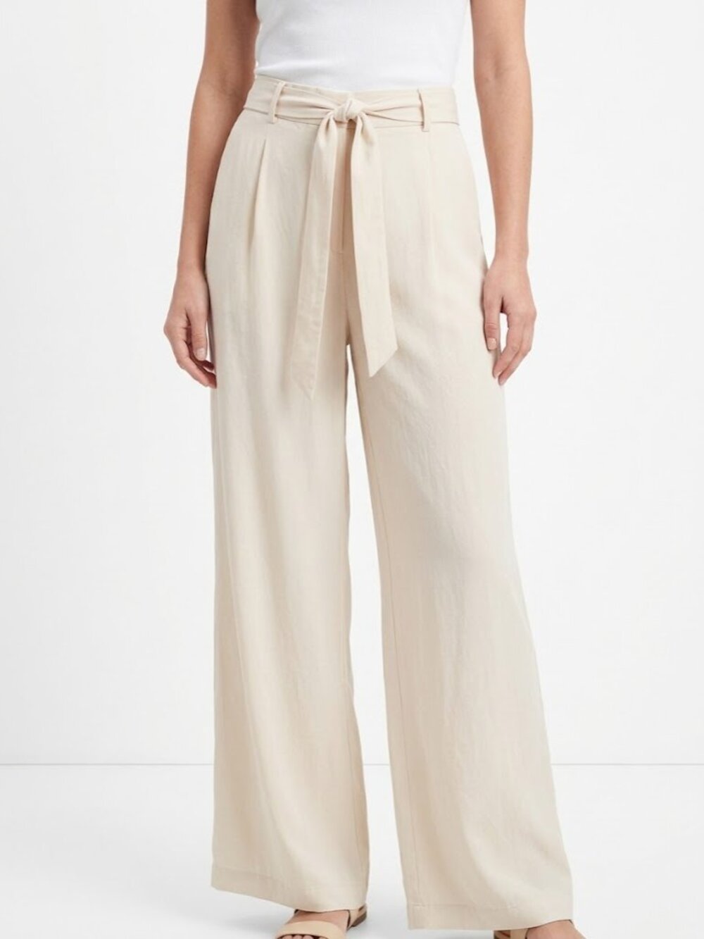 Zanzea Collection Pull On Elastic High Rise Tie Belt Wide Leg Gaucho Flowy Pants